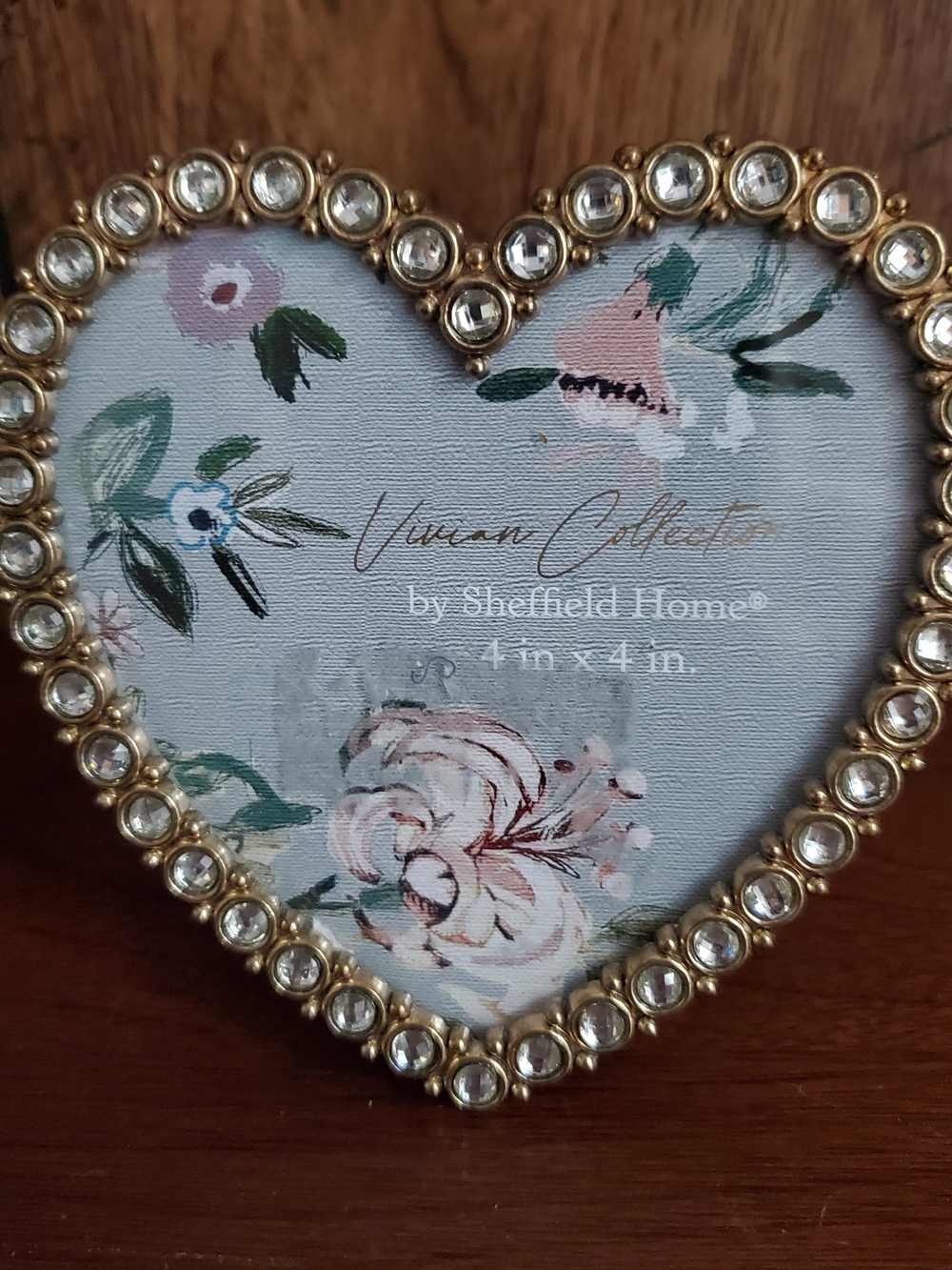 Sheffield Home Gold Heart Frame with Clear Crystal Accents